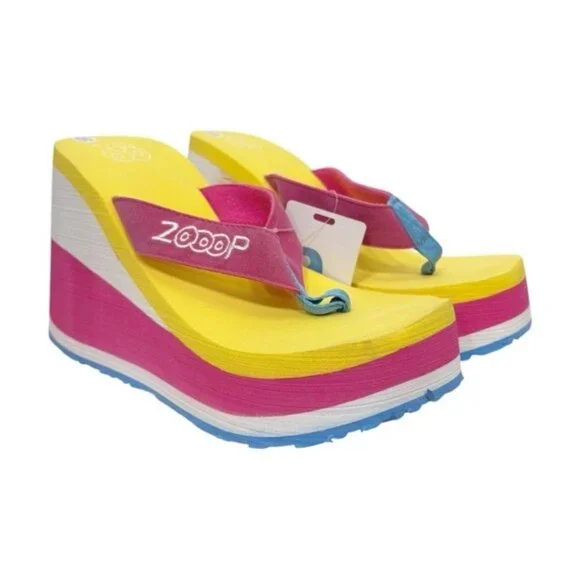 NEW Vintage Y2k 90s Retro Zooop Chunky Platform Flip Flop Sandals Size 10 - Picture 4 of 10